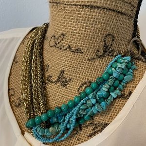 Banana Republic two-toned and turquoise beaded necklace